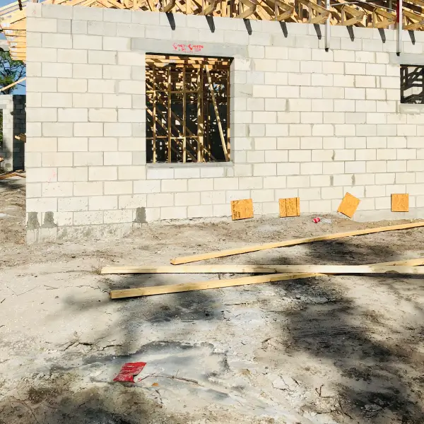 Concrete block wall for addition